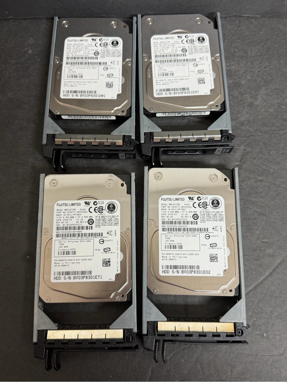 LOT OF 4 Fujitsu MBC2073RC 2.5-Inch 15K 73GB SAS Hard Drive